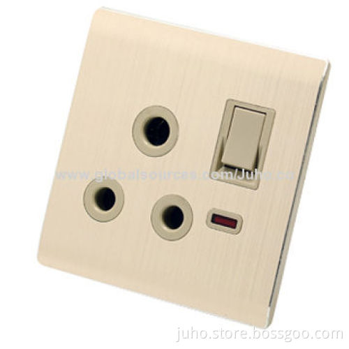 15A multiple socket wall sockets, 1 Gang with red light, electric switch & socket